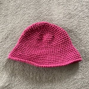 Pink hand crocheted beanie